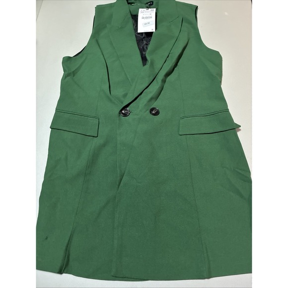 Zara Jackets & Blazers - Zara Two Buttoned Dark Green Sleeveless Blazer Jacket Vest | Size XL | NWT
